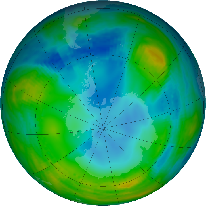 Antarctic ozone map for 23 July 1985